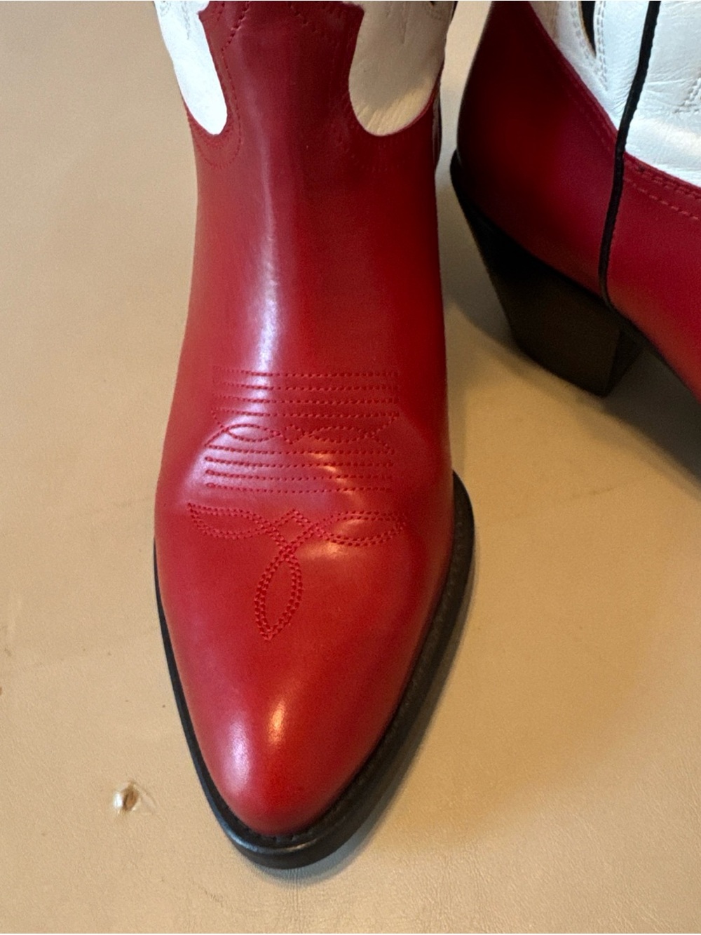Polo by Ralph Lauren Red, White & Black Western Heeled Cowboy Boots - Picture 4 of 4